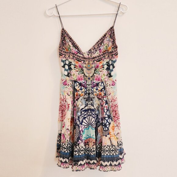 Camilla Short Dress With Tie Front Shibori Shores Size Small - Picture 6 of 12